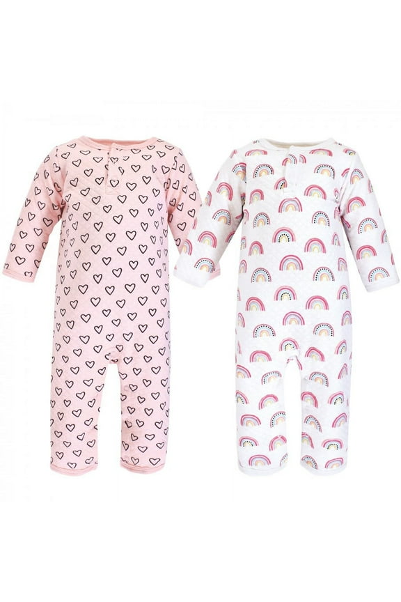 Infant Girl Premium Quilted Coveralls, Modern Rainbow, 3-6 Months