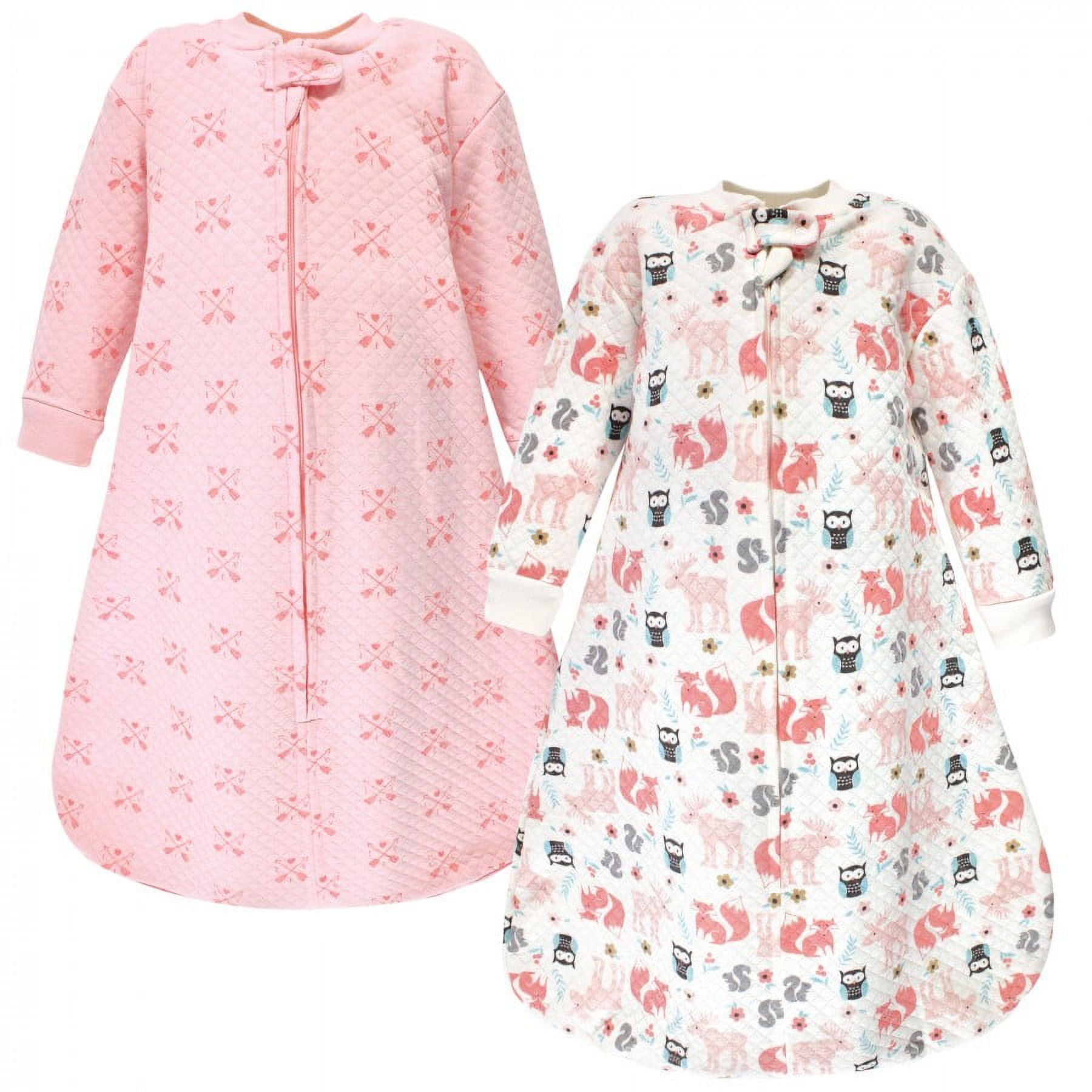 Hudson Baby Infant Girl Premium Quilted Long Sleeve Sleeping Bag and Wearable Blanket, Girl Forest, 12-18 Months