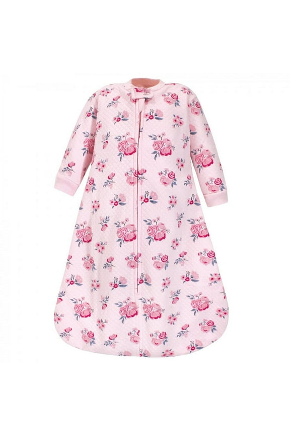 Infant Girl Premium Quilted Long Sleeve Sleeping Bag and Wearable Blanket, Pink Navy Floral, 18-24 Months