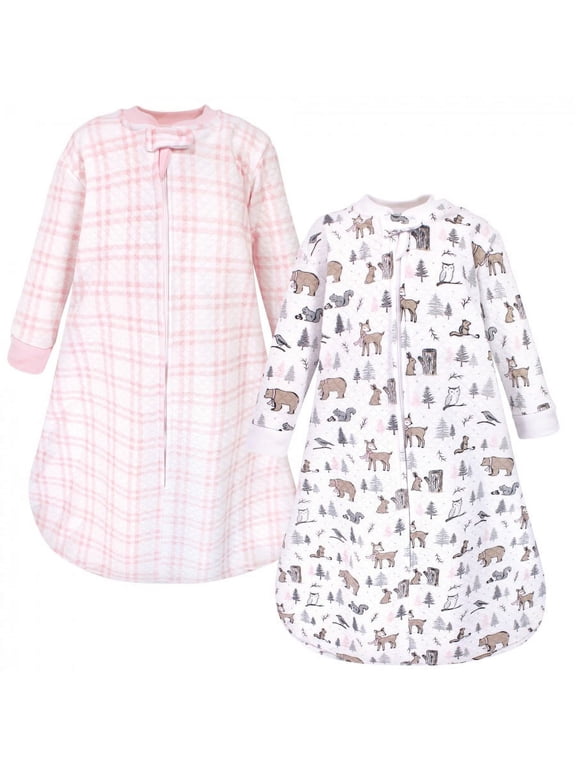 Infant Girl Premium Quilted Long Sleeve Sleeping Bag and Wearable Blanket, Winter Forest 2-Pack, 12-18 Months