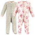 thumbnail image 1 of Hudson Baby Infant Girl Premium Quilted Zipper Sleep and Play, Blush Rose Leopard, 3-6 Months, 1 of 4