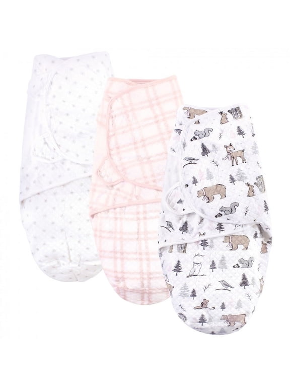 Infant Girl Quilted Cotton Swaddle Wrap 3pk, Winter Forest, 0-3 Months