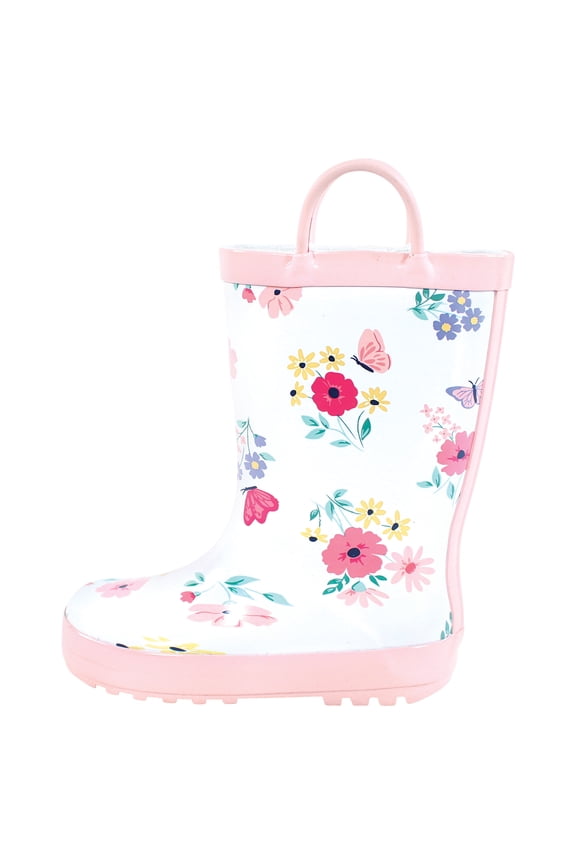 Infant Girl Rain Boots, Butterfly Floral, 5 Toddler