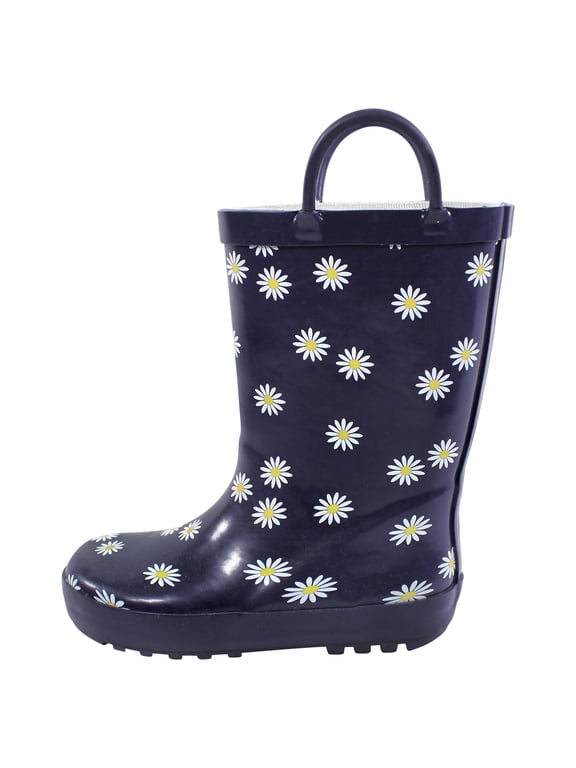 Infant Girl Rain Boots, Navy Ditsy Daisy, 11 Toddler