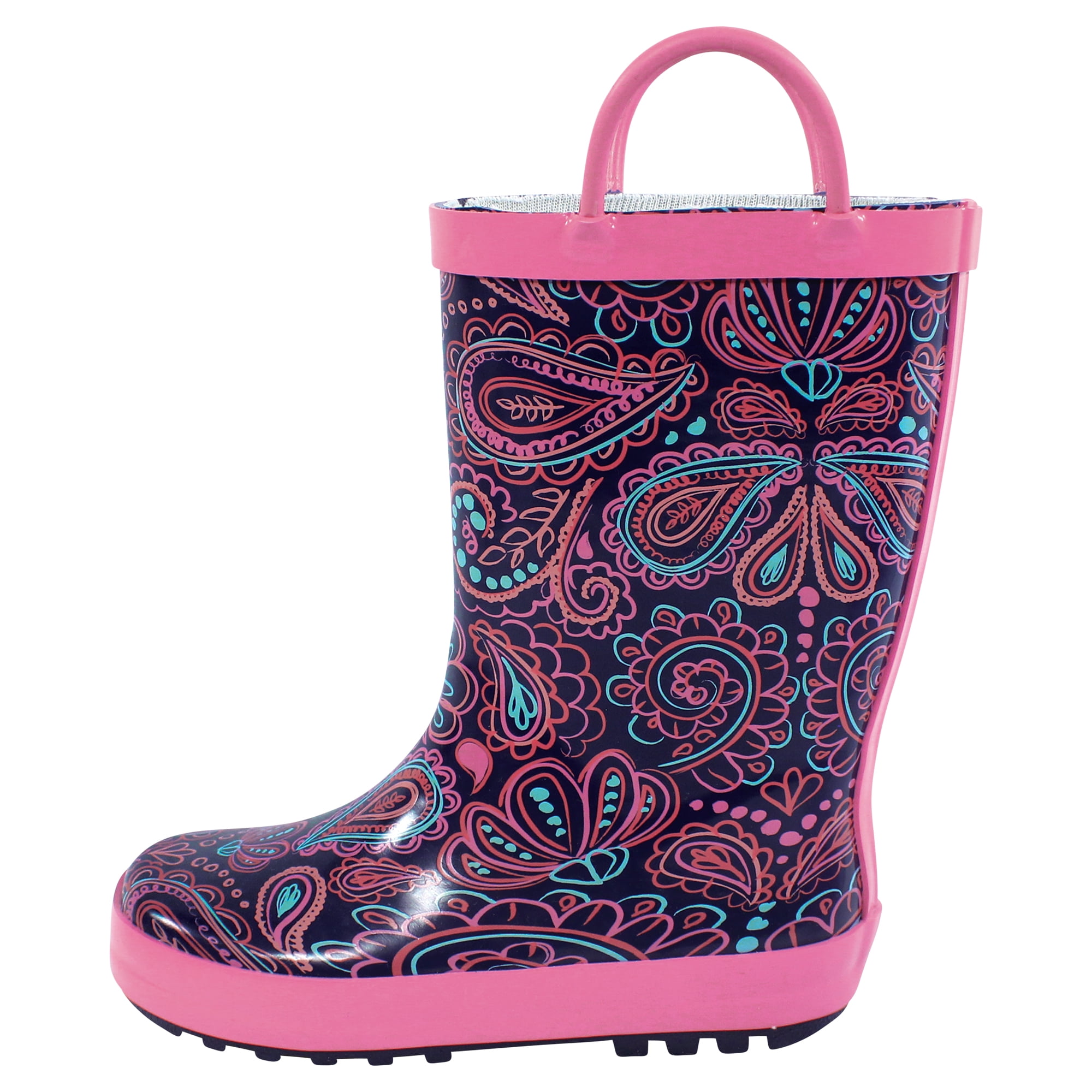 Hudson Baby Infant Girl Rain Boots, Paisley Punch, 5 Toddler