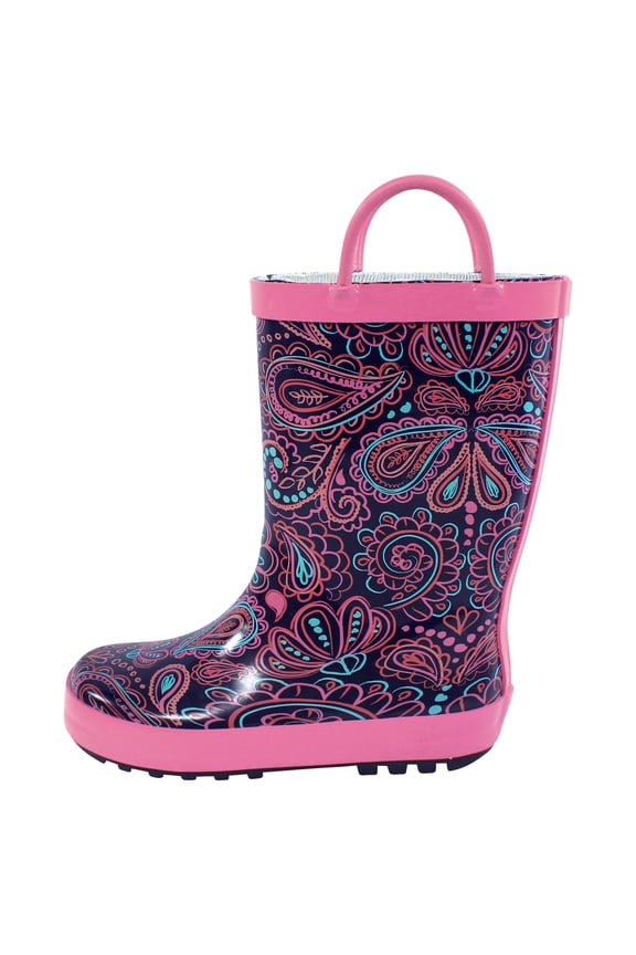 Infant Girl Rain Boots, Paisley Punch, 5 Toddler