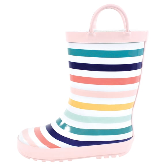 Hudson Baby Infant Girl Rain Boots, Sunset Stripe, 9 Toddler
