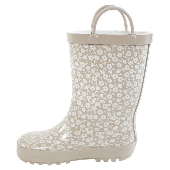 Hudson Baby Infant Girl Rain Boots, Taupe Ditsy Floral, 9 Toddler