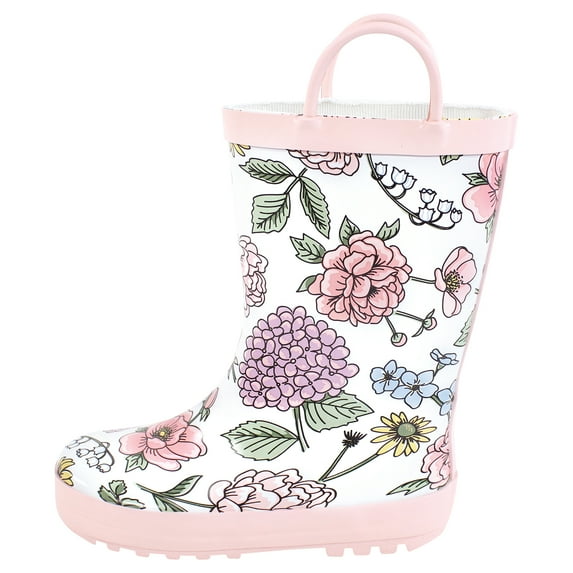 Hudson Baby Infant Girl Rain Boots, Vintage Blossom, 5 Toddler