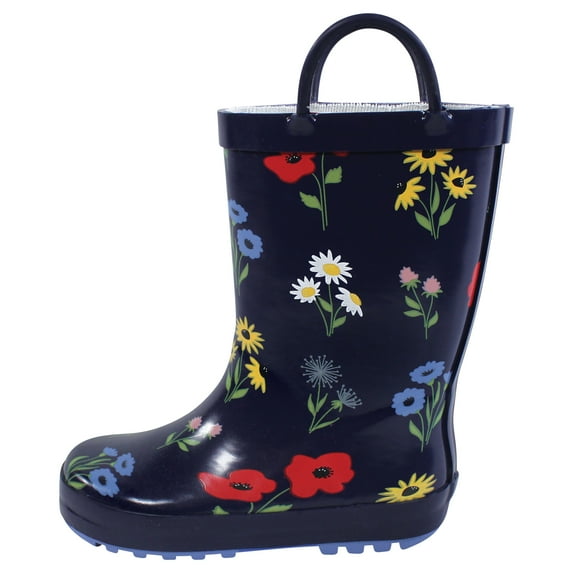 Hudson Baby Infant Girl Rain Boots, Wildflower, 6 Toddler