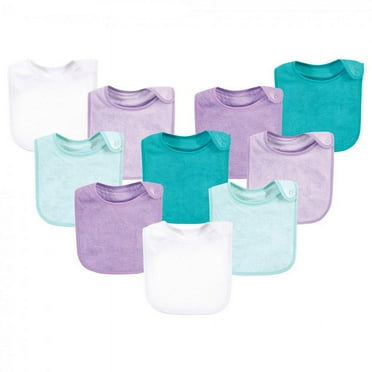 Hudson Baby Infant Girl Rayon from Bamboo Terry Baby Bibs, Purple Mint