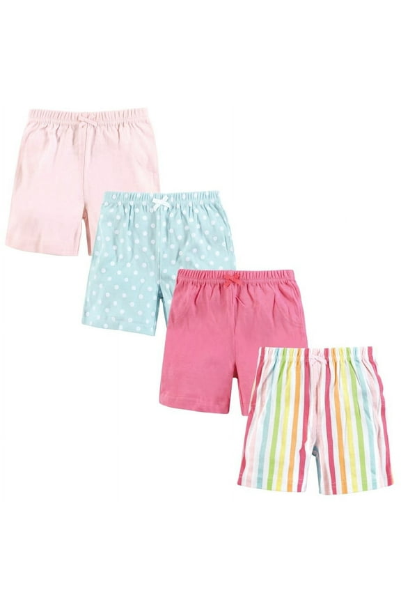 Infant Girl Shorts Bottoms 4-Pack, Rainbow Stripe, 18-24 Months