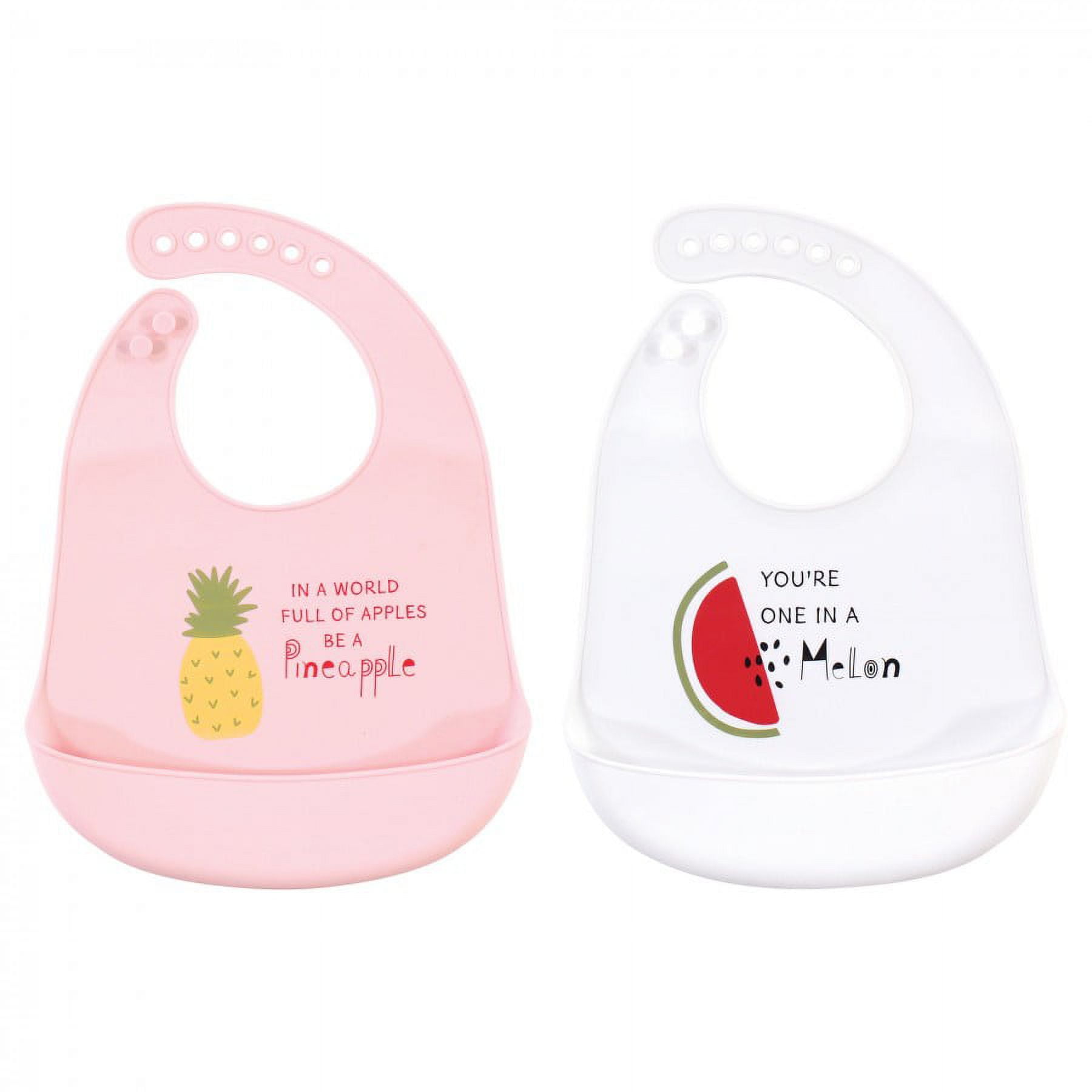 Hudson Baby Infant Girl Silicone Bibs 2pk, Strawberry, One