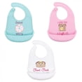 thumbnail image 1 of Hudson Baby Infant Girl Silicone Bibs 3pk, Donut, One Size, 1 of 2