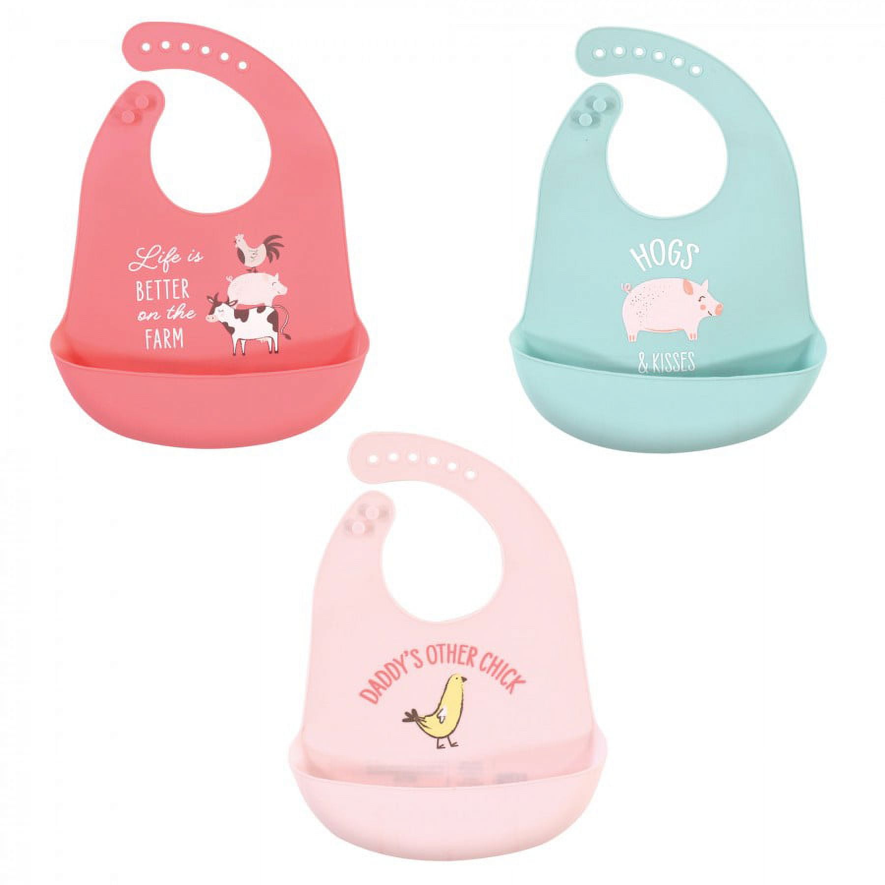 Hudson Baby Infant Girl Silicone Bibs 3pk, Donut, One Size