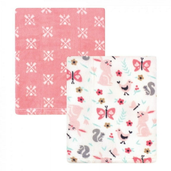 Hudson Baby Infant Girl Silky Plush Blanket, Sweet Bunny, 30x36 inches