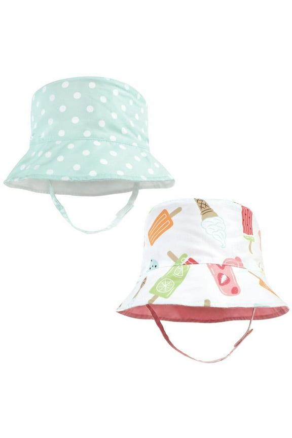 Infant Girl Sun Protection Hat, Ice Cream Dot, 12-24 Months