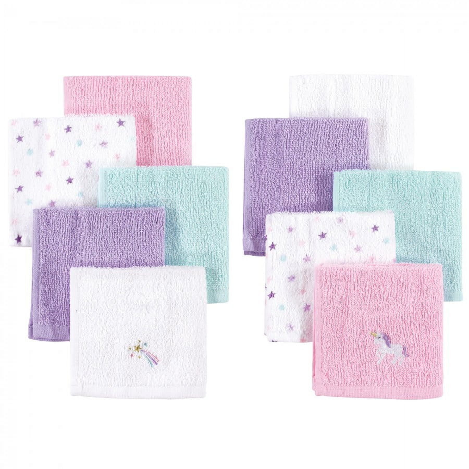 Unicorn-Themed Cotton Baby Washcloth Set, Multicolor, 10x10 inches