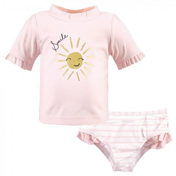 Hudson Baby Infant Girl Swim Rashguard Set, Smile Sunshine, 12-18 Months