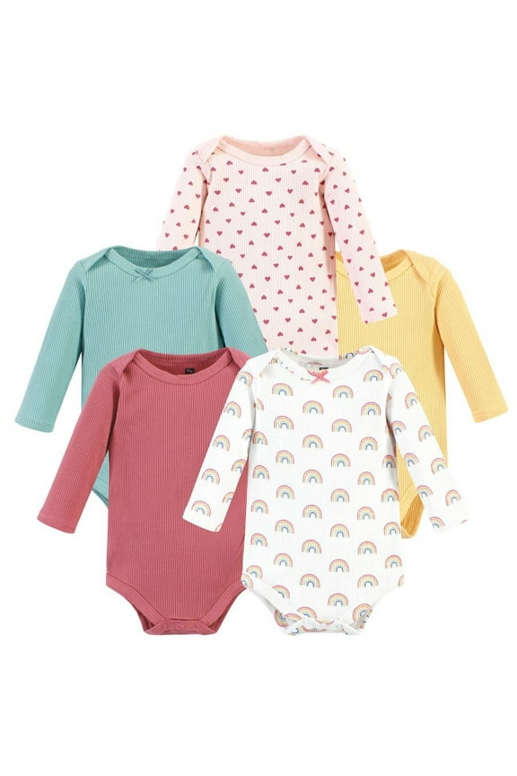 Infant Girl Thermal Long Sleeve Bodysuits, Creative Rainbows, 6-9 Months