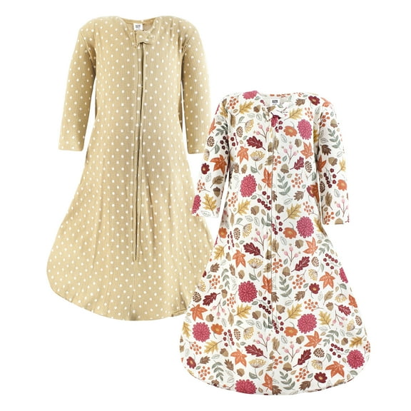 Hudson Baby Infant Girl Thermal Long Sleeve Sleeping Bag 2pk, Acorn Botanical, 6-12 Months