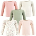 thumbnail image 1 of Hudson Baby Infant Girl Thermal Long Sleeve Tees 5pk, Soft Pink Sage Rose, 12-18 Months, 1 of 7
