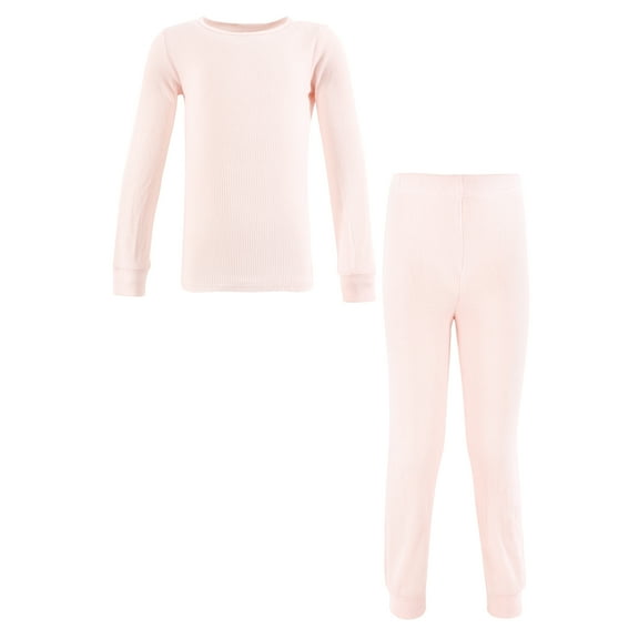 Hudson Baby Infant Girl Thermal Long Underwear 2pc Set, Soft Pink, 6 Years