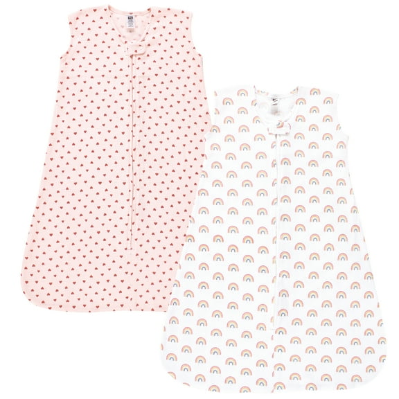 Hudson Baby Infant Girl Thermal Sleeveless Sleeping Bag 2pk, Creative Rainbows, 0-6 Months