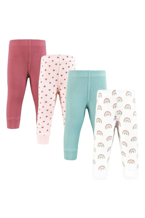 Infant Girl Thermal Tapered Ankle Pants 4pk, Creative Rainbows, 5T