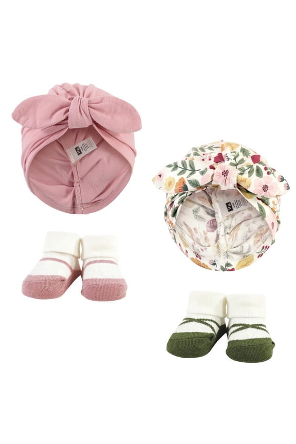 Infant Girl Turban and Socks Set, Fall Botanical, One Size