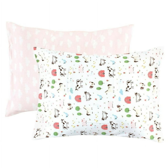 Hudson Baby Infant Girl and Toddler Cotton Toddler Pillow Case, Girl Farm Animals, One Size