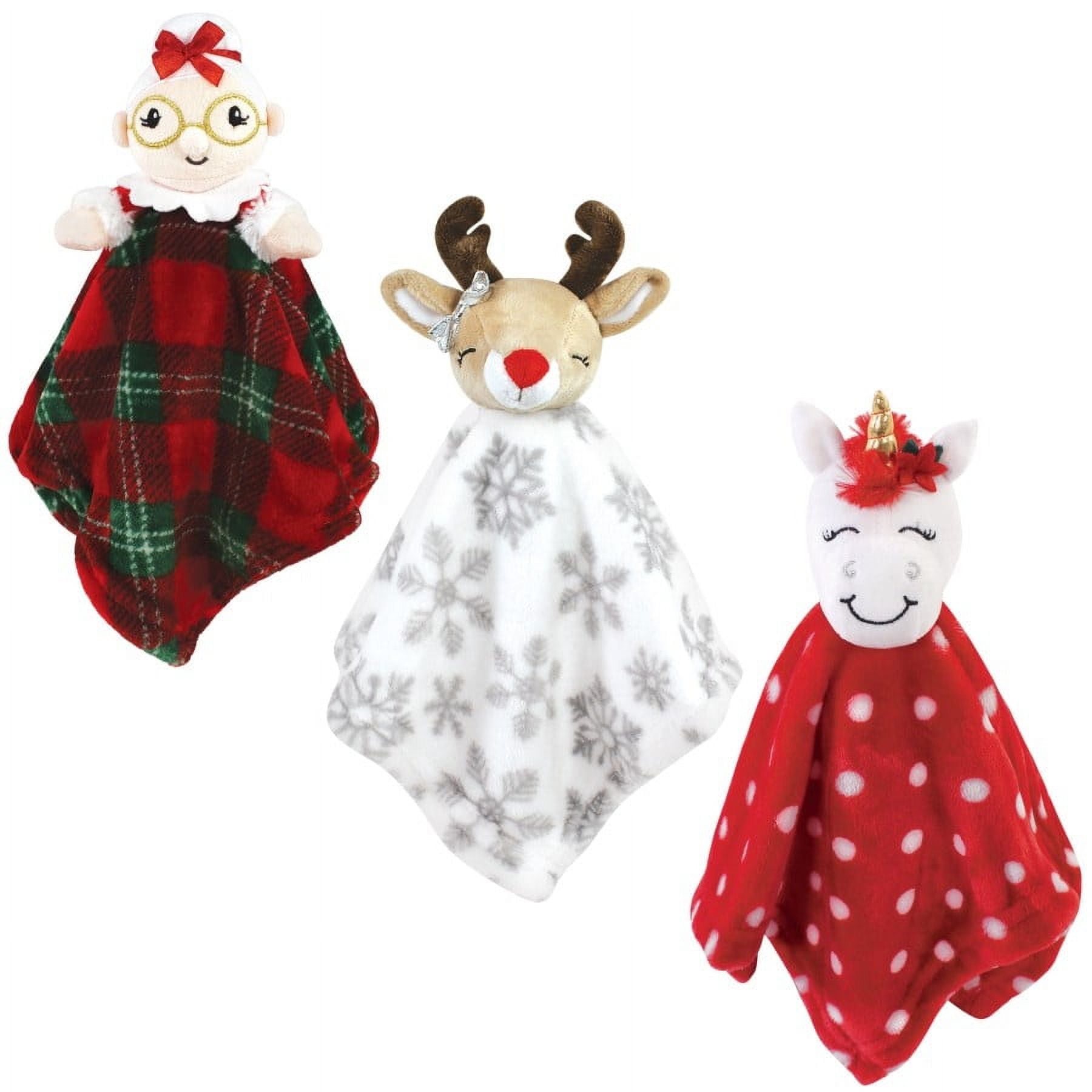 Hudson Baby Infant Girls Animal Face Security Blanket, Mrs Claus, One Size