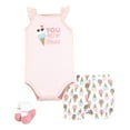thumbnail image 1 of Hudson Baby Infant Girls Bodysuit, Short and Sock, Melt My Heart Ice Cream, 0-3 Months, 1 of 3