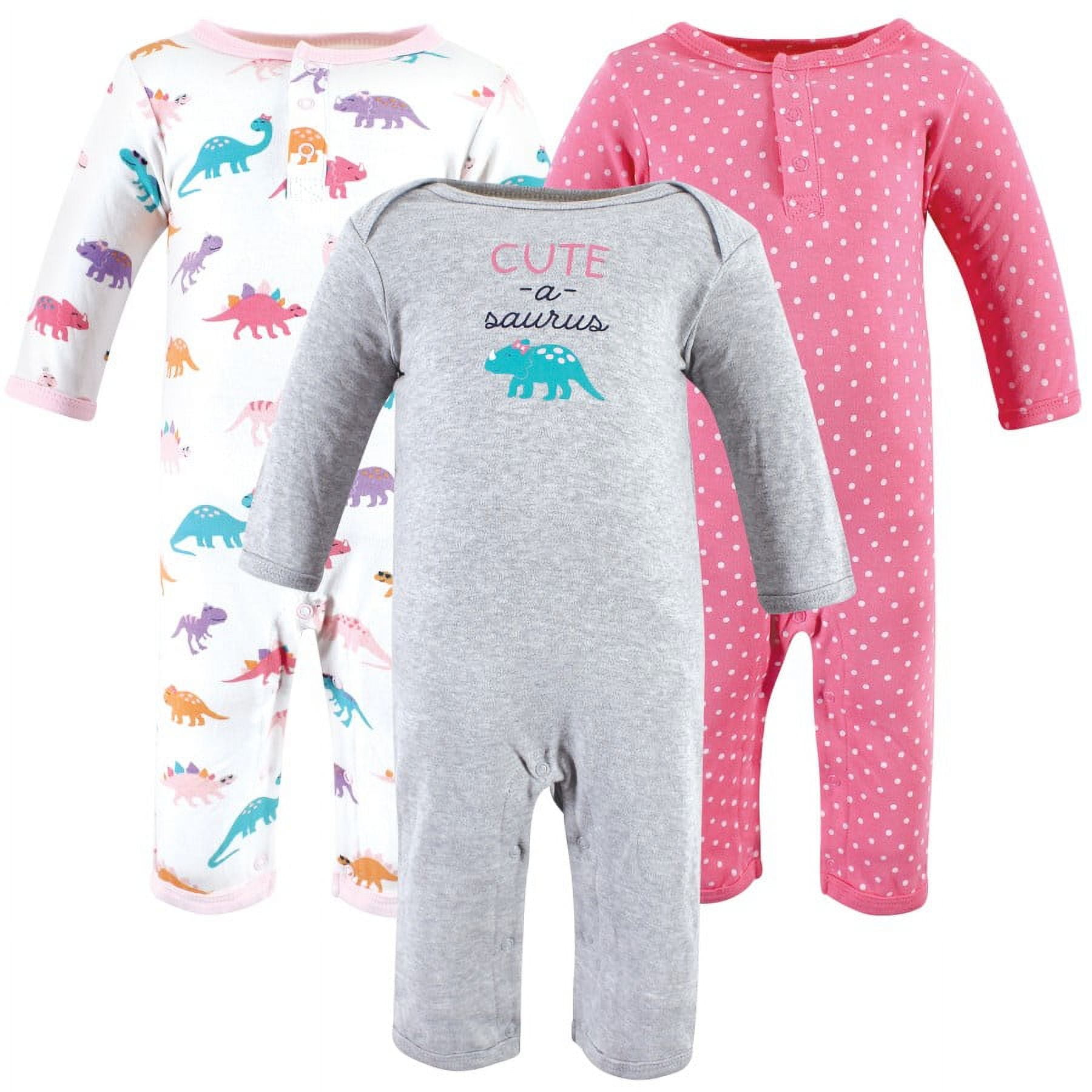 Hudson Baby Infant Girls Cotton Coveralls, Cuteasaurus, 0-3 Months
