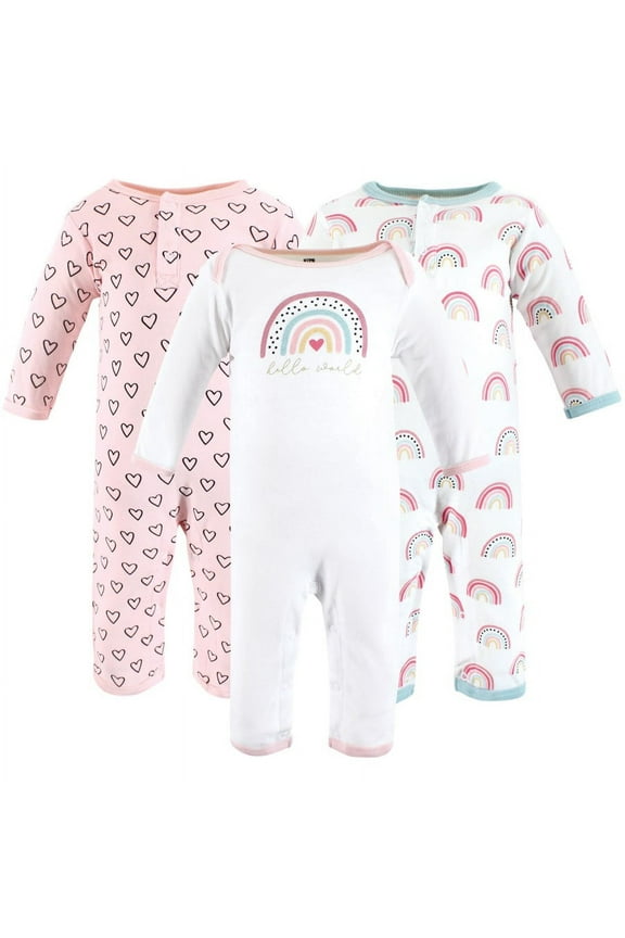 Infant Girls Cotton Coveralls, Modern Rainbow, 12-18 Months