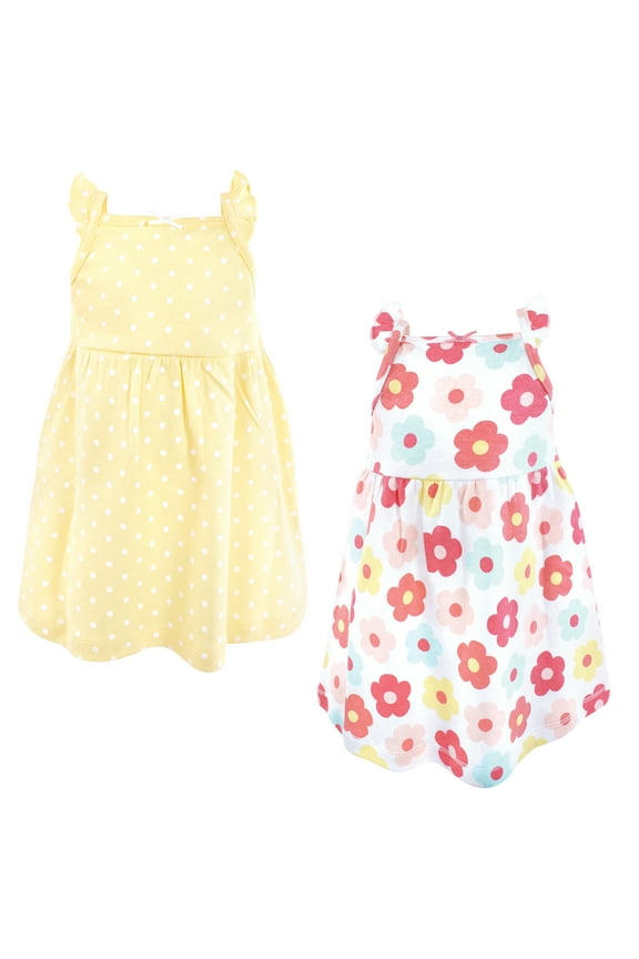 Infant Girls Cotton Dresses, Cheerful Flower, 18-24 Months