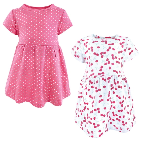 Hudson Baby Infant Girls Cotton Dresses, Cherries, 2T
