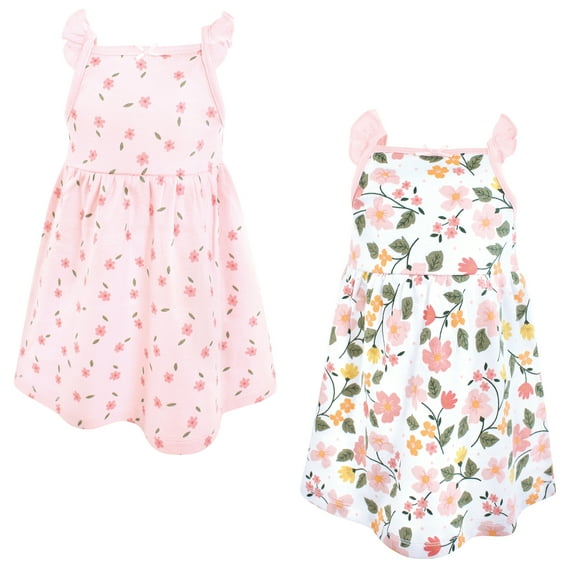 Hudson Baby Infant Girls Cotton Dresses, Fun Floral, 0-3 Months