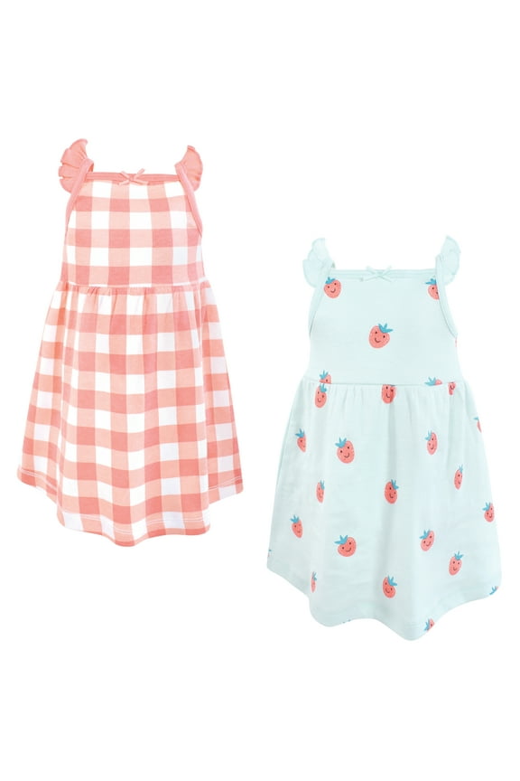 Infant Girls Cotton Dresses, Gingham Berry, 9-12 Months