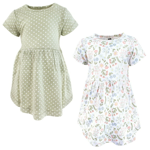 Hudson Baby Infant Girls Cotton Dresses, Pastel Wildflower, 5T