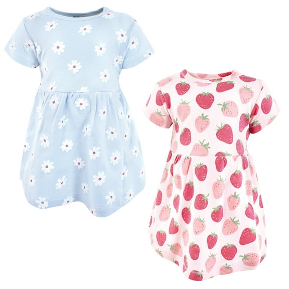 Hudson Baby Infant Girls Cotton Dresses, Strawberry Love, 12-18 Months