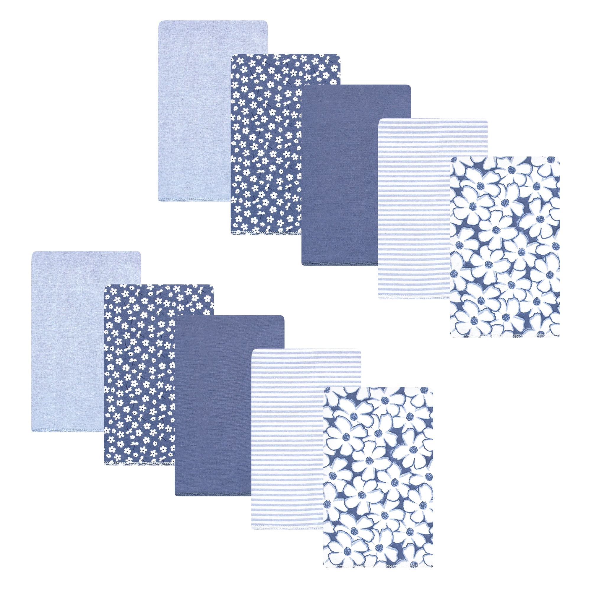 Hudson Baby Unisex Baby Cotton Poly Flannel Burp Cloths, Blue Cosmos, One Size