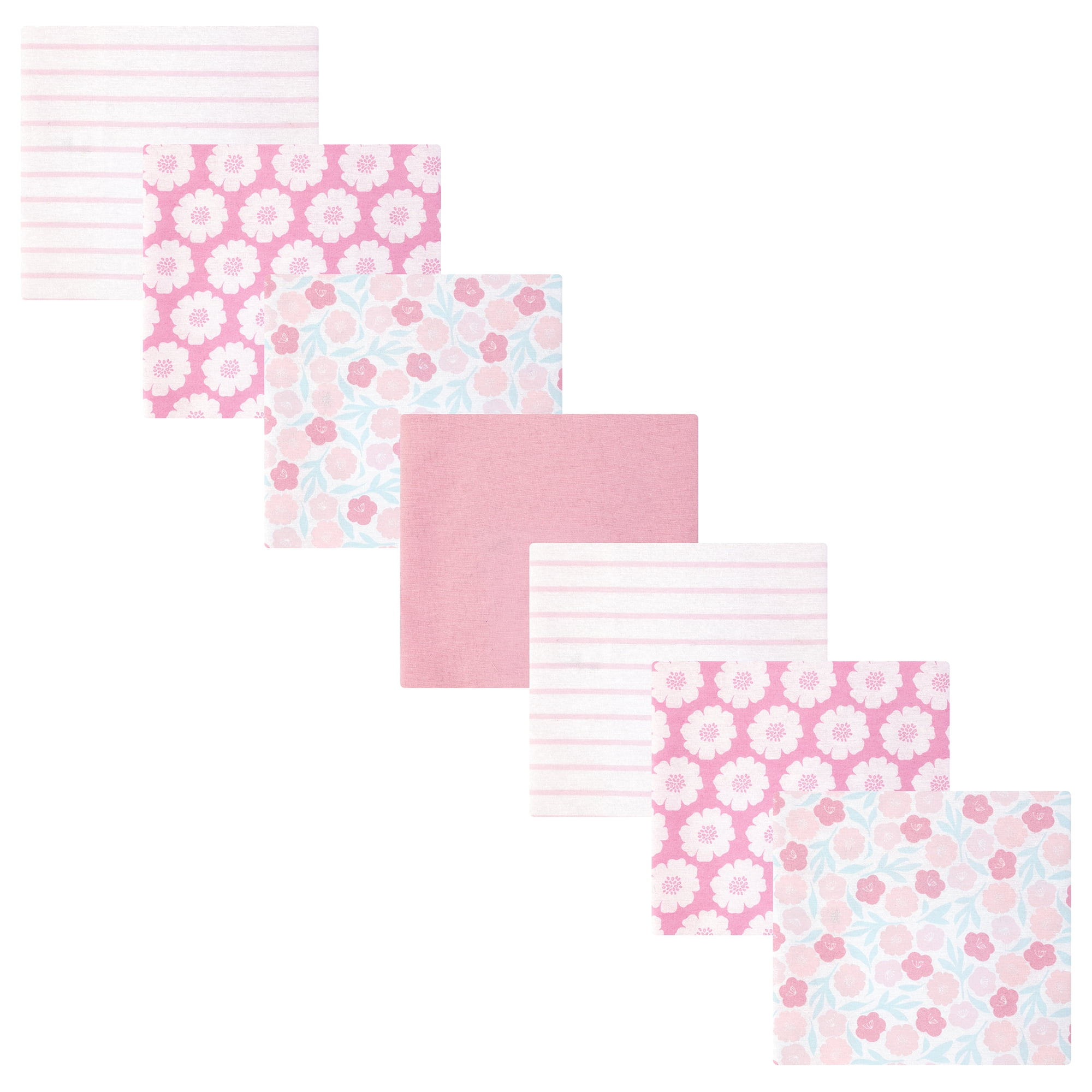 Hudson Baby Unisex Baby Cotton Poly Flannel Receiving Blankets Bundle, Pink Daisies, One Size