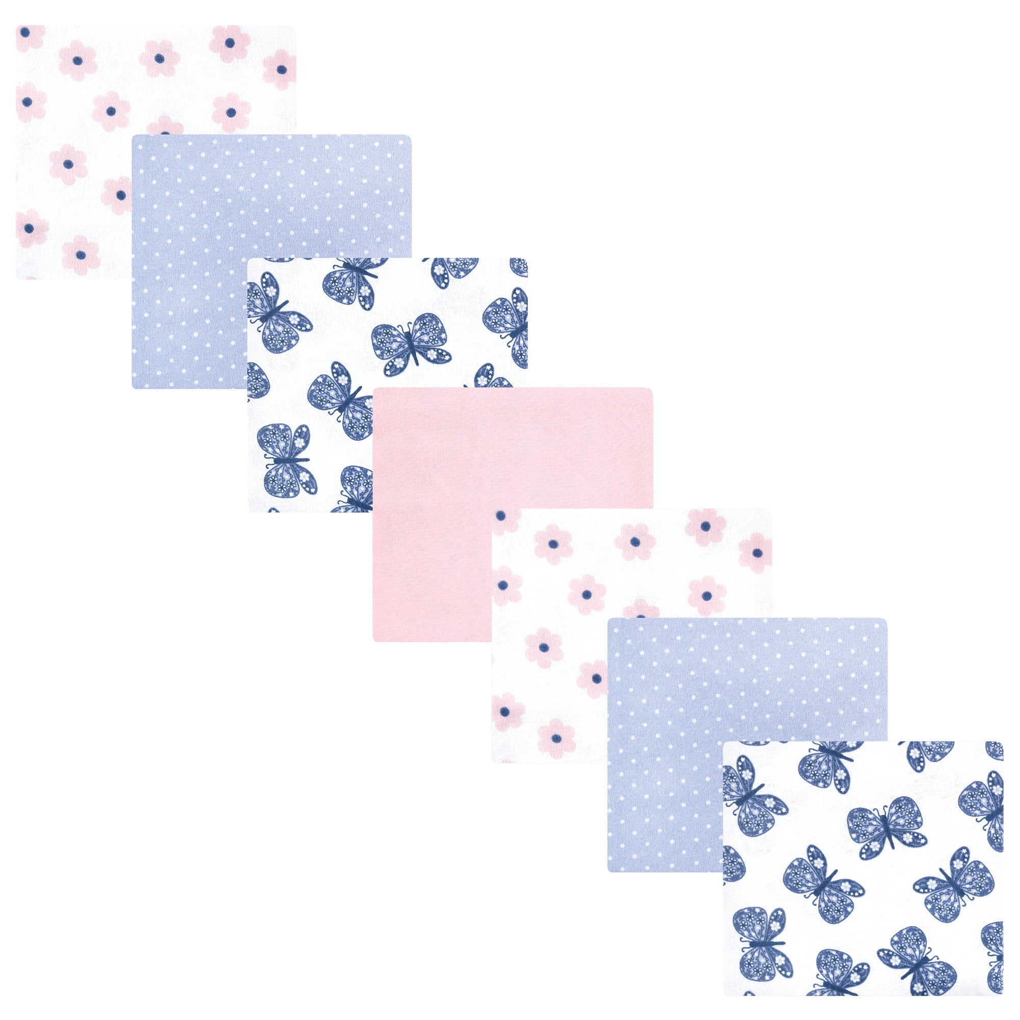 Hudson Baby Infant Girls Cotton Flannel Receiving Blankets 7pk, Beautiful Butterfly, One Size
