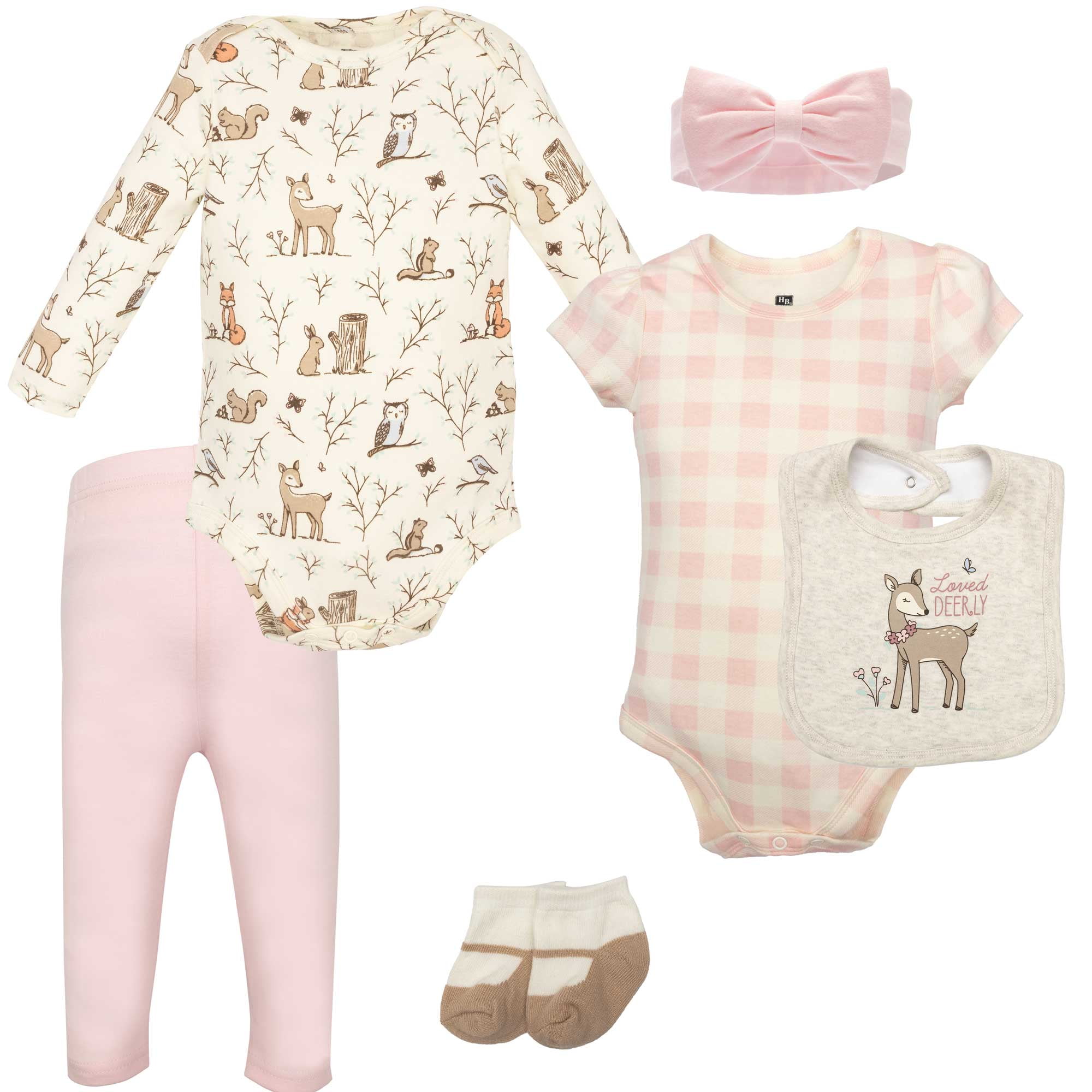 Hudson Baby Infant Girls Cotton Layette Set, Enchanted Forest, 0-3 Months