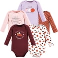 thumbnail image 1 of Hudson Baby Infant Girls Cotton Long-Sleeve Bodysuits, Girl Pumpkin Pie, 3-6 Months, 1 of 7