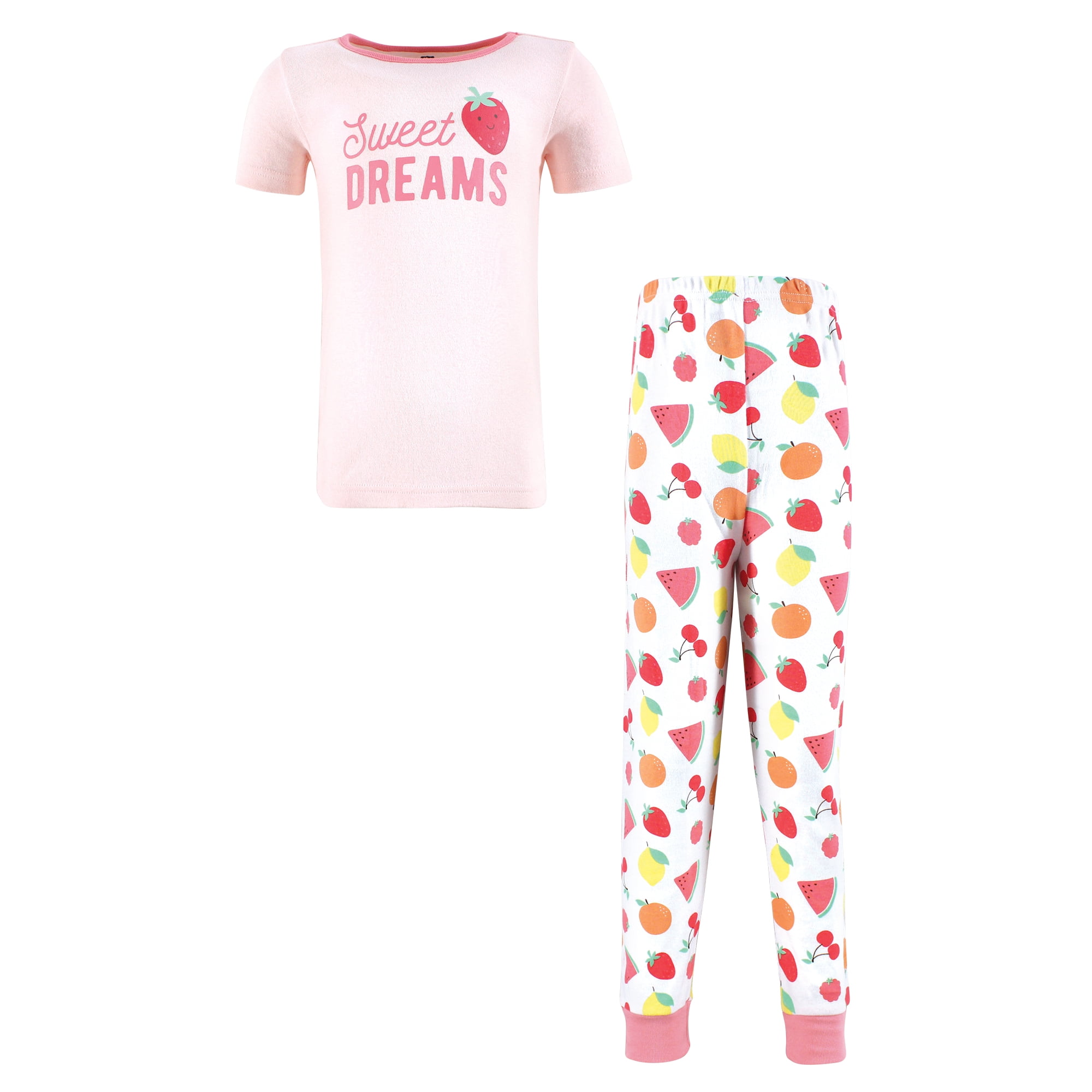 Hudson Baby Infant Girls Cotton Pajama Set, Fruit Salad Dreams, 12-18 Months