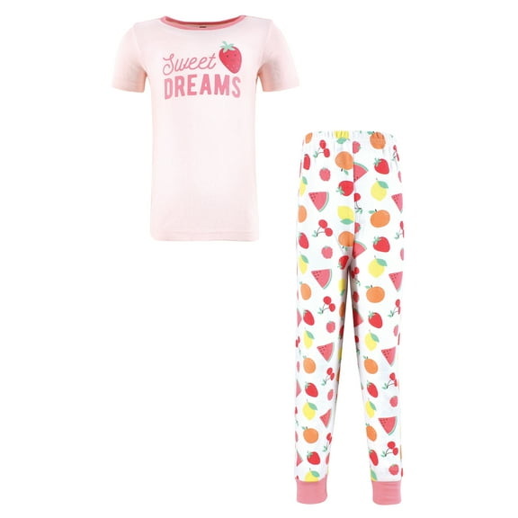 Hudson Baby Infant Girls Cotton Pajama Set, Fruit Salad Dreams, 7 Years