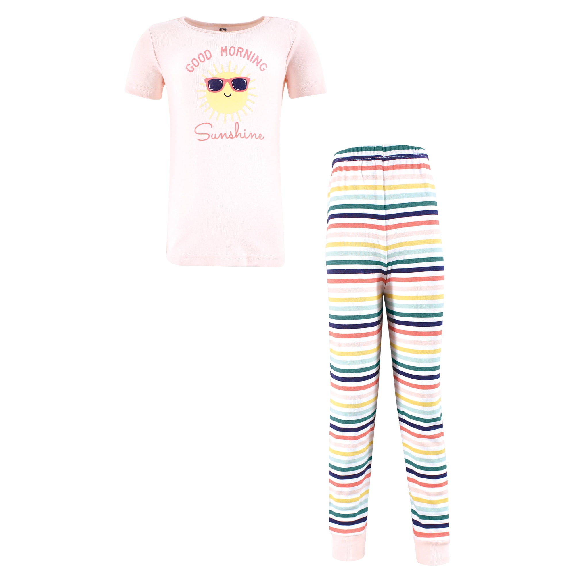 Hudson Baby Infant Girls Cotton Pajama Set, Good Morning Sunshine, 5T