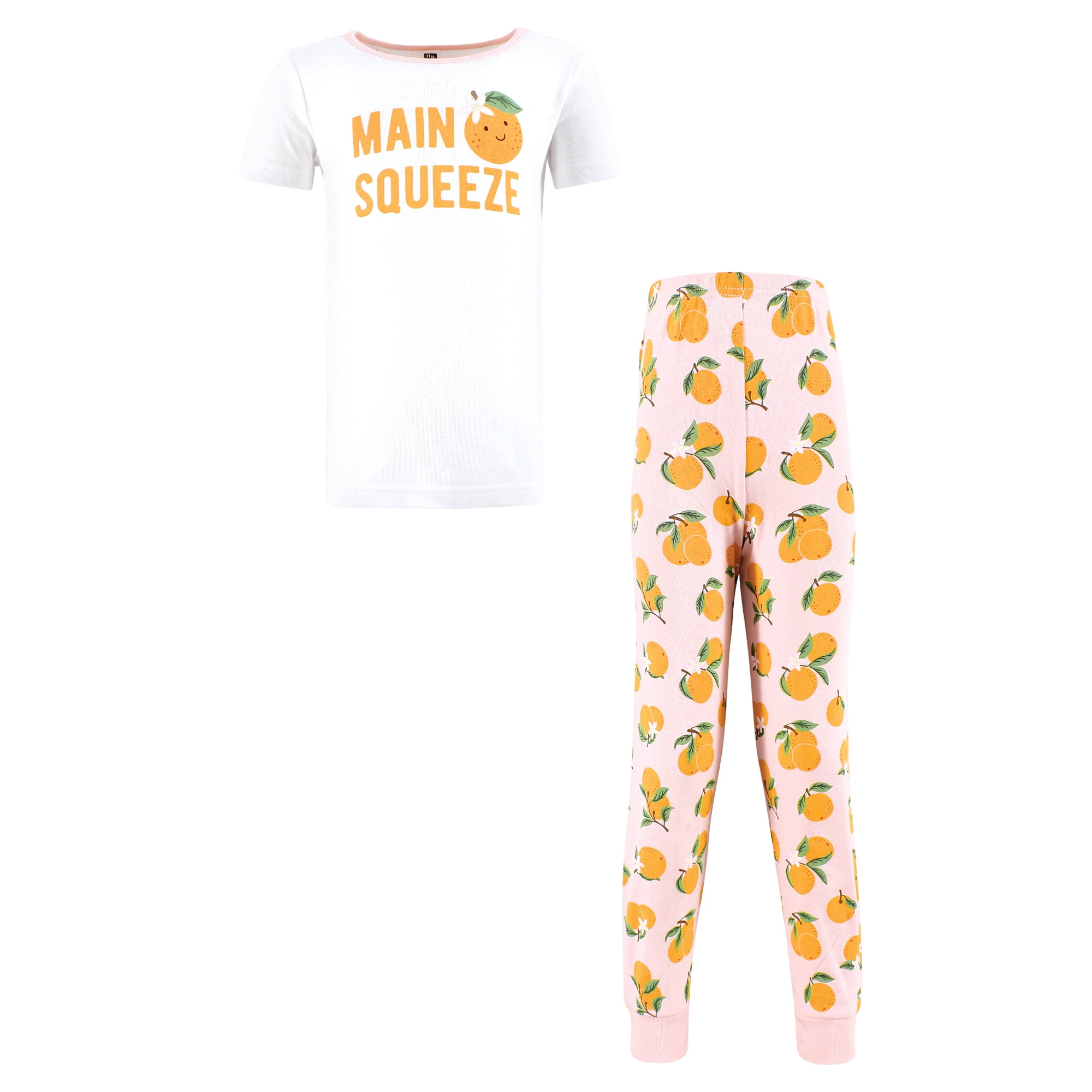 Hudson Baby Infant Girls Cotton Pajama Set, Main Squeeze Orange, 12-18 Months